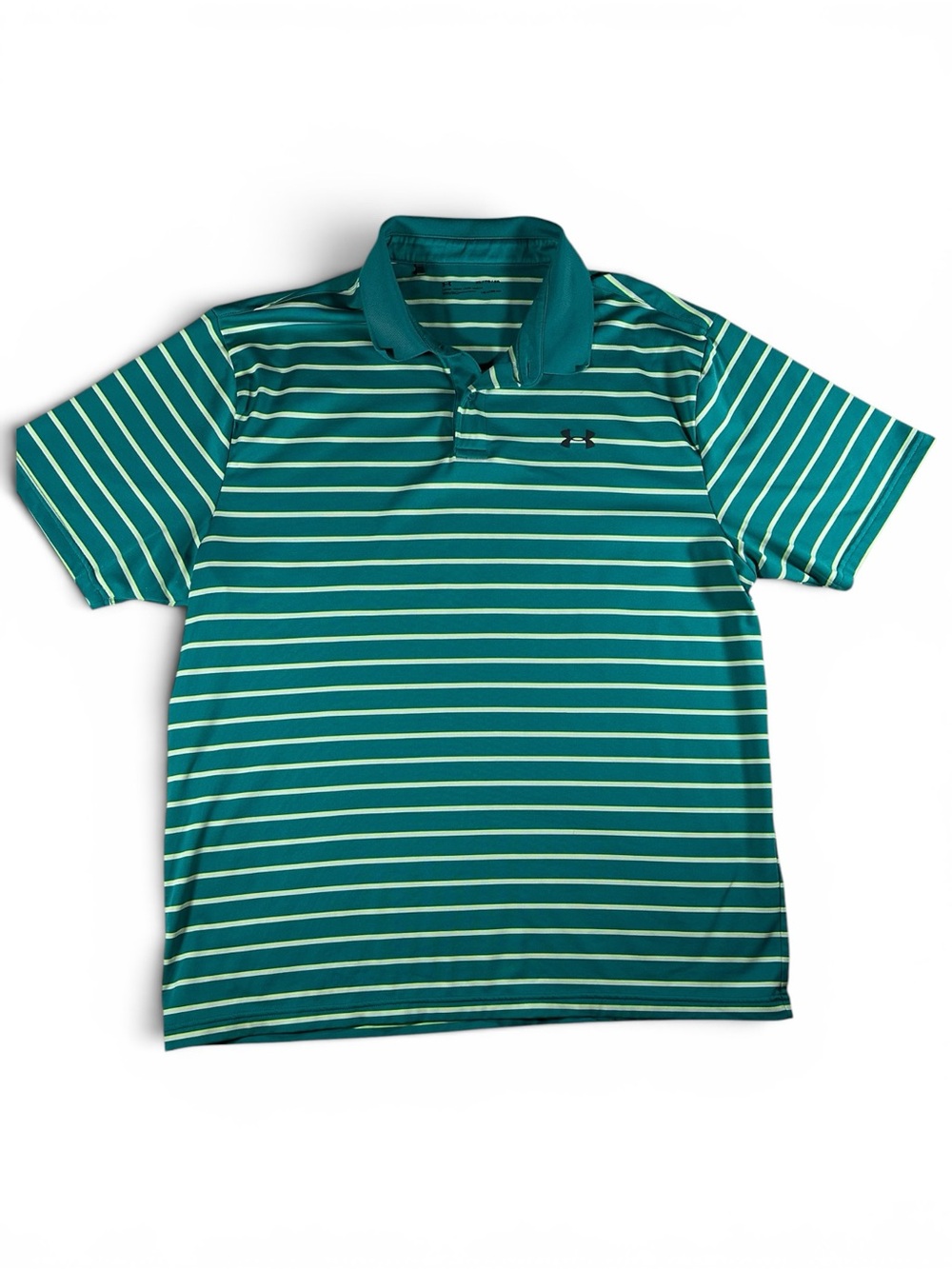 Under Armour Men’s Teal and Light Green Striped Polo - Picture 2 of 10